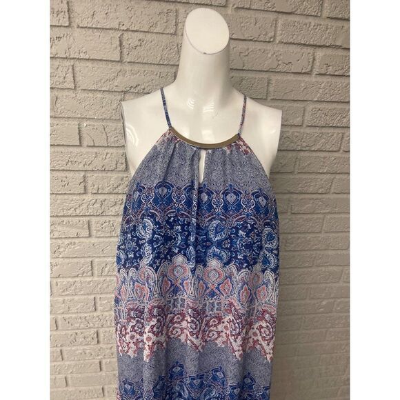 Almost Famous Multi Color Halter Dress With Gold Tone Hardware Size XL - Picture 5 of 9